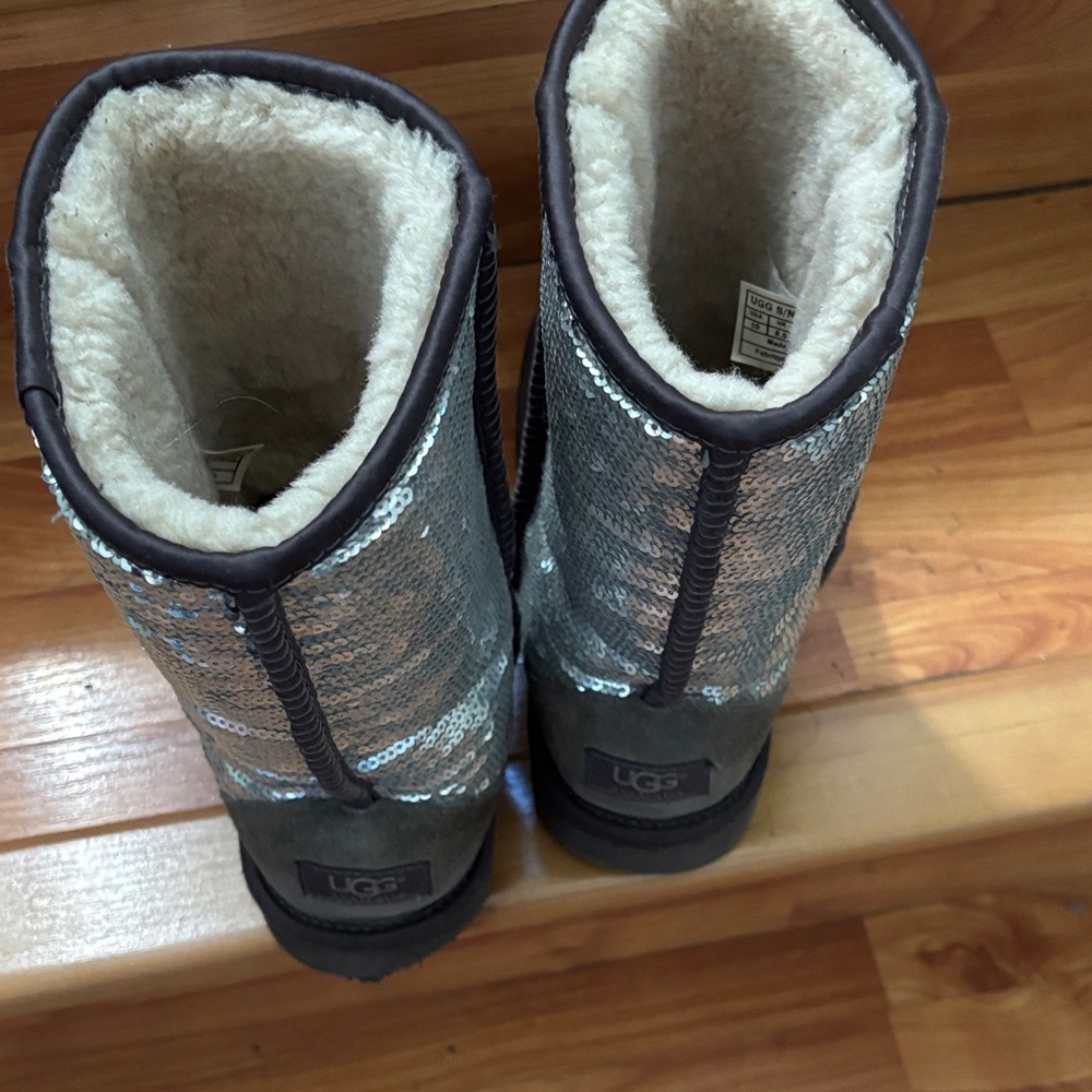 Ugg Silver Sequin Shearling Winter Boots - image 3